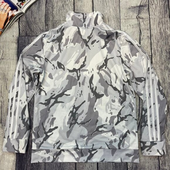 Adidas 3-Stripes Track Jacket Youth Size Large‎ White Camouflage Coat Sweater - Picture 9 of 12